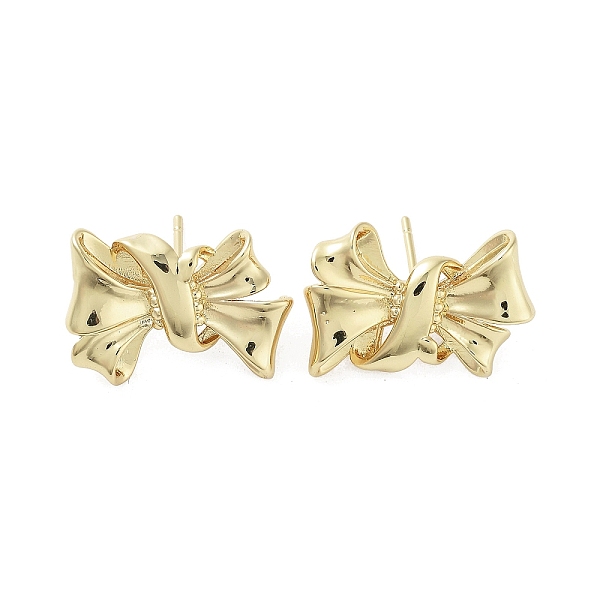 

PandaHall Rack Plating Brass Stud Earring, Cadmium Free & Lead Free, Long-Lasting Plated, Bowknot, Real 18K Gold Plated, 15x22mm Brass...
