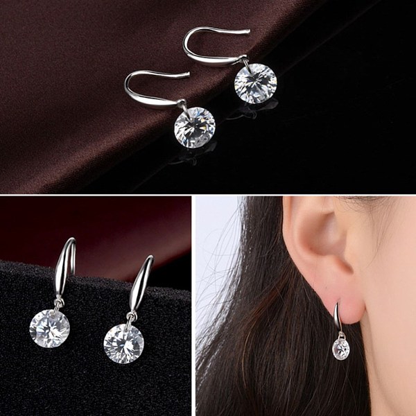 

PandaHall Half Round Cubic Zirconia Dangle Earrings, with Brass Earring Hooks, Clear, Platinum, 23mm, Pin: 1mm Cubic Zirconia Clear