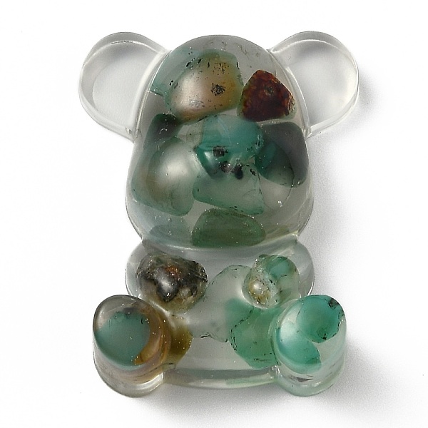 

PandaHall Resin Display Decorations, with Natural Green Onyx Agate Chips Inside, Bear, 53.5~53.8x41~41.5x17.5~21mm Green Onyx Agate Bear