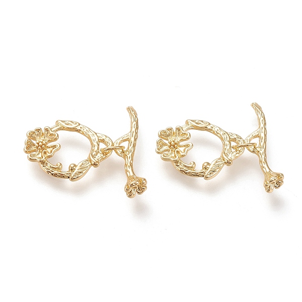 

PandaHall Brass Toggle Clasps, Long-Lasting Plated, Flower, Real 18K Gold Plated, Flower: 18.5x15x3mm, Hole: 1.5x2.5mm, Bar: 22x6x5mm, Hole...