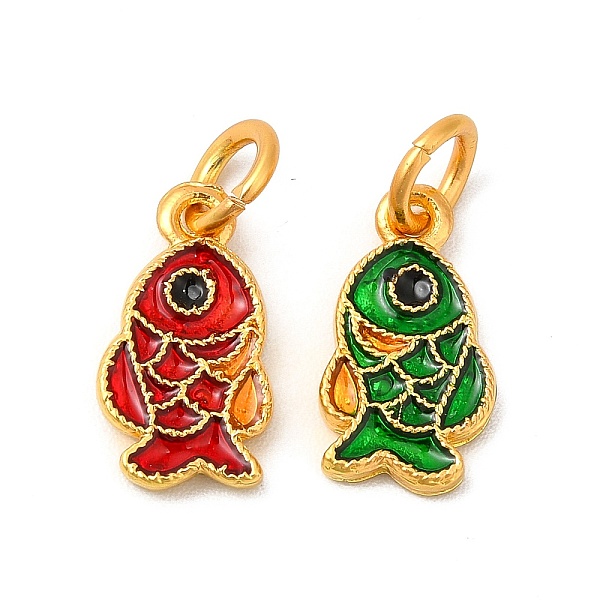 

PandaHall Rack Plating Alloy Enamel Pendants with Jump Ring, Fish Charms, Matte Gold Color, Red, 14x7.5x1.8mm, Jump Ring: 6x1mm, 4mm Inner...