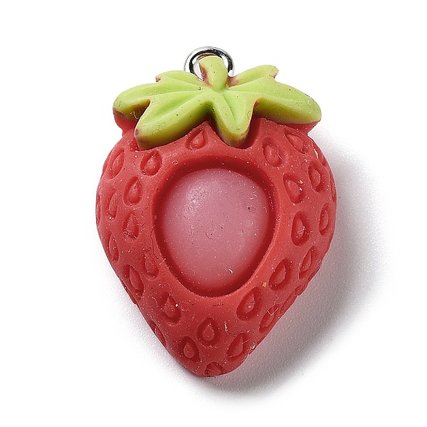 

PandaHall Fruits Opaque Resin Pendants, with Platinum Plated Iron Loops, Strawberry, 27x18.5x8mm, Hole: 2mm Iron+Resin Strawberry Red