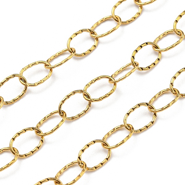 

PandaHall 304 Stainless Steel Oval Link Chains, Soldered, with Spool, Real 18K Gold Plated, 9x6x1mm, 10m/roll 304 Stainless Steel