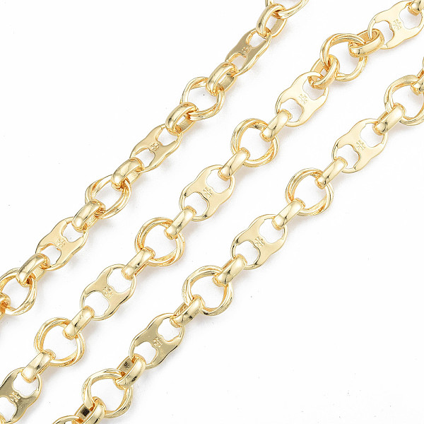 PandaHall Alloy Number 8 Link Chains, with Spool, Cadmium Free & Nickel Free & Lead Free, Unwelded, Real 18K Gold Plated, 16x9.5x1.5mm...
