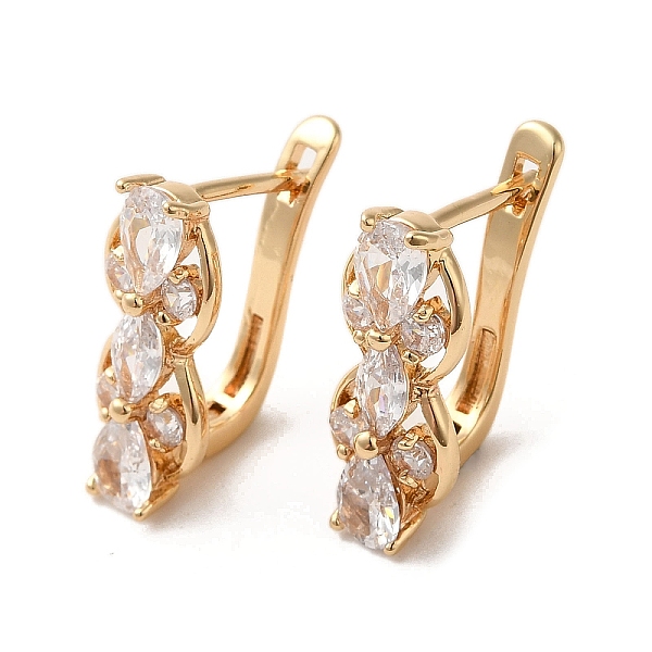 Brass Micro Pave Cubic Zirconia Hoop Earrings