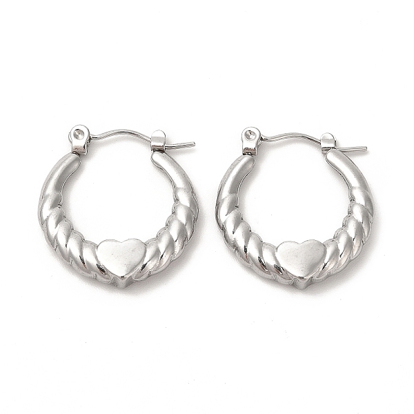 

PandaHall 304 Stainless Steel Heart Hoop Earrings for Women, Stainless Steel Color, 22x20x3.5mm, Pin: 0.6mm 304 Stainless Steel Heart