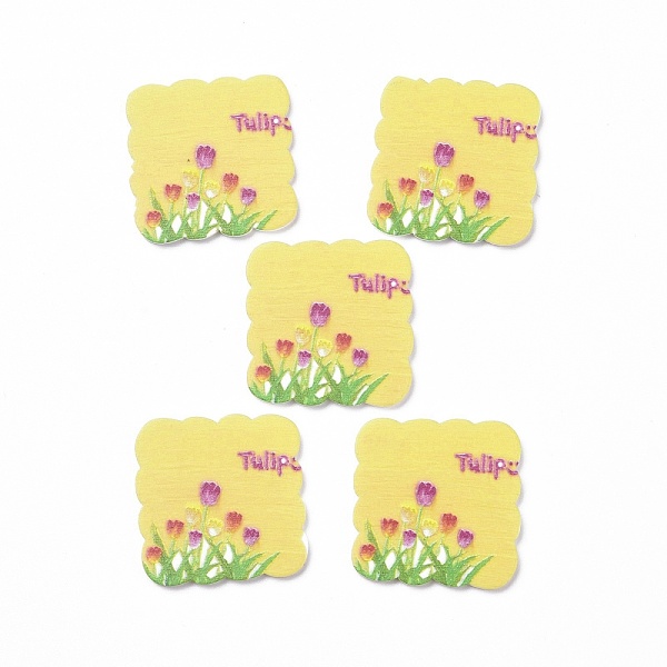 

PandaHall Acrylic Cabochons, for Hair Pins, Hair & Earrings Accessories, Square with Flower Pattern, Light Khaki, 34x34x2.5mm Acrylic Square