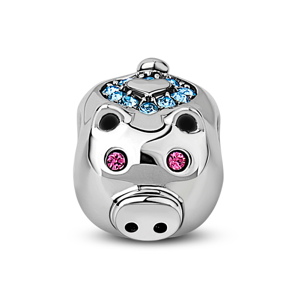 

PandaHall TINYSAND Pig Rhodium Plated 925 Sterling Silver Cubic Zirconia European Beads, Large Hole Beads, Platinum, 8.66x8.32x10.72mm, Hole...