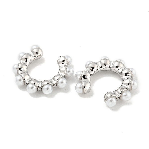 Rack Plating Brass Plastic Pearl Beads Cuff Earrings For Women