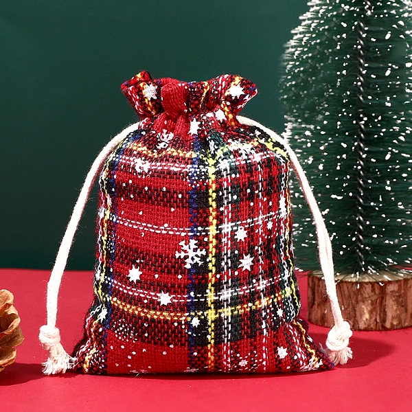 Рождественские тематические сумки из мешковины на шнурке
