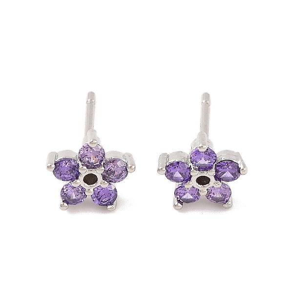 Boucles d'oreilles en laiton avec micro pavé de zircons cubiques pour femmes