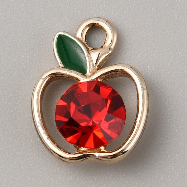

PandaHall Alloy Rhinestone Pendants, Apple Charms, Red, 15x12x6mm, Hole: 2mm Alloy+Rhinestone Apple Red