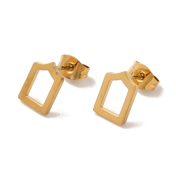 

PandaHall Vacuum Plating 304 Stainless Steel Stud Earrings, Hollow Polygon, Golden, 9.5x7mm 304 Stainless Steel Polygon