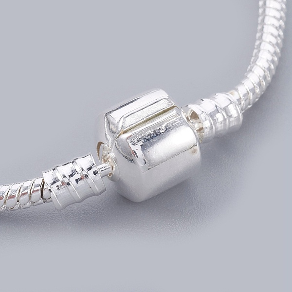 

PandaHall Brass European Style Bracelets for DIY Making, Silver Color Plated, 170mm, 3mm Brass