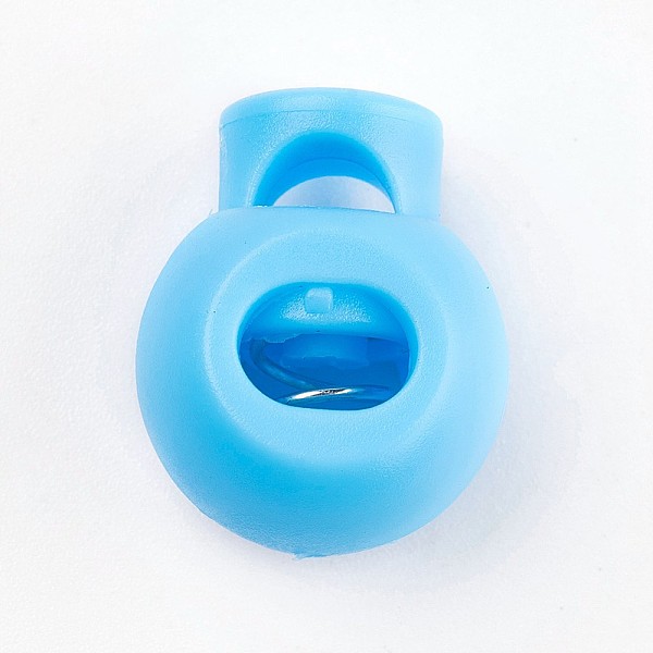 PandaHall Plastic Iron Spring Cord Locks, Deep Sky Blue, 22x18x13.5mm, Hole: 8x5mm Plastic Blue