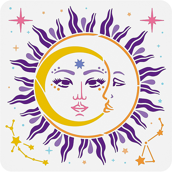 

PandaHall PET Hollow Out Drawing Painting Stencils, for DIY Scrapbook, Photo Album, Sun Pattern, 30x30cm Plastic Sun