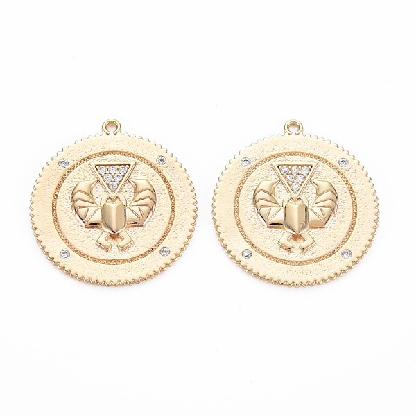 

PandaHall Brass Micro Pave Clear Cubic Zirconia Pendants, Nickel Free, Flat Round, Real 18K Gold Plated, 25x23x2mm, Hole: 1.2mm Brass+Cubic...
