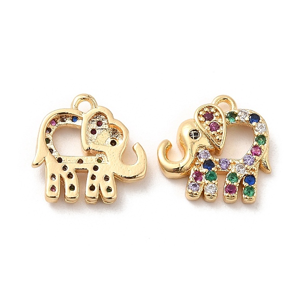

PandaHall Brass with Colorful Cubic Zirconia Charms, Elephant, Real 18K Gold Plated, 12x12x2.5mm, Hole: 1mm Brass+Cubic Zirconia Elephant
