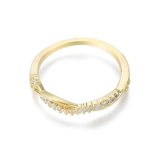 

PandaHall Clear Cubic Zirconia Criss Cross Finger Ring, Brass Jewelry for Woman, Nickel Free, Real 18K Gold Plated, US Size 7 1/2(17.7mm)...