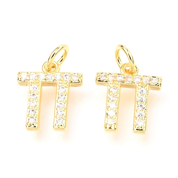 

PandaHall Brass Micro Pave Cubic Zirconia Charms, with Jump Rings, Greek Alphabet, Real 18k Gold Plated, Letter.P, 12x10.5x1.7mm, Jump Ring..., Clear