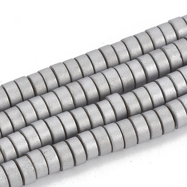 

PandaHall Electroplate Non-magnetic Synthetic Hematite Beads Strands, Matte Style, Donut, Platinum Plated, 4x2mm, Hole: 2.5mm, about...