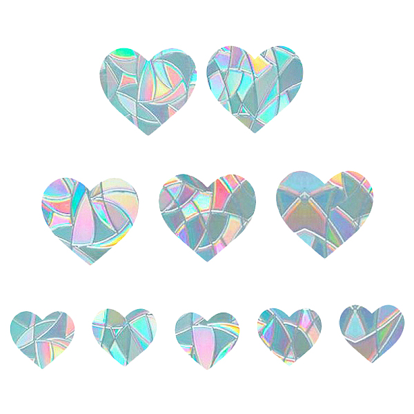 

PandaHall Rainbow Prism Paster, Window Sticker Decorations, Heart, Colorful, 10x9cm, 15x14cm, 10pcs/set Plastic Heart