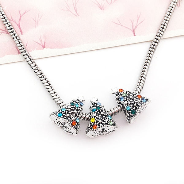 

PandaHall Alloy Rhinestone European Beads, Large Hole Beads, Christmas Theme, 13.5x11x10.5mm, Hole: 4.7mm Alloy+Rhinestone Christmas Tree..., Multicolor