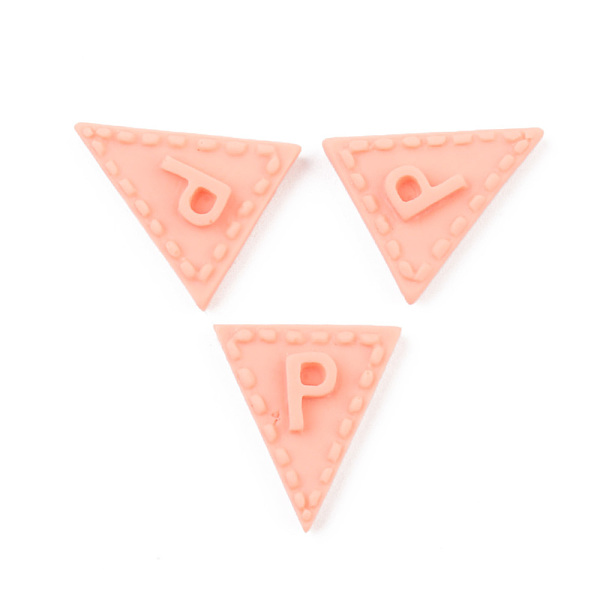 

PandaHall Opaque Resin Cabochons, Triangle with Letter.P, Light Salmon, 20x18x4.5mm Resin Letter P Red