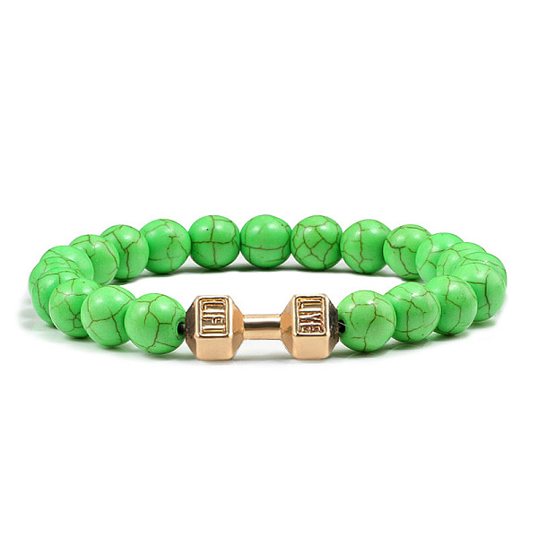 

PandaHall Blue turquoise alloy dumbbell jewelry bracelet for men's high-end and versatile accessories Natural Gemstone