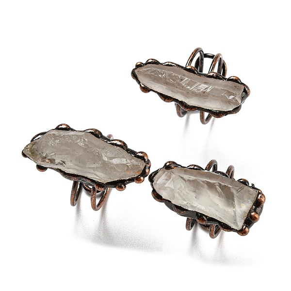 

PandaHall Irregular Rectangle Natural Green Quartz Adjustable Rings, Red Copper Tin Finger Ring, Cadmium Free & Lead Free, Inner Diameter...