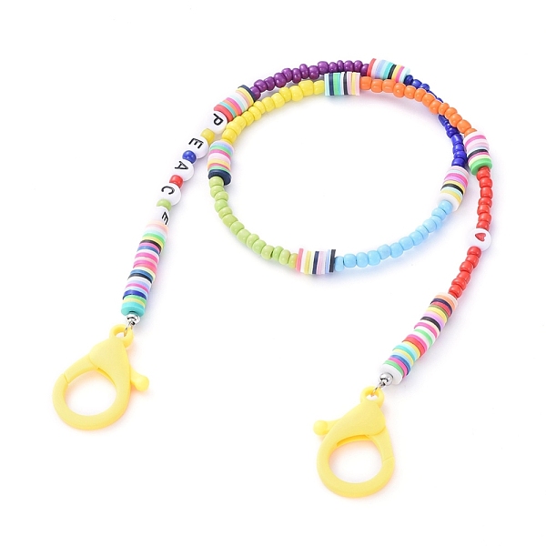 

PandaHall Personalized Dual-use Items, Beaded Necklaces or Eyeglasses Chains, with Brass & Acrylic & Glass Seed Beads, Polymer Clay Heishi...