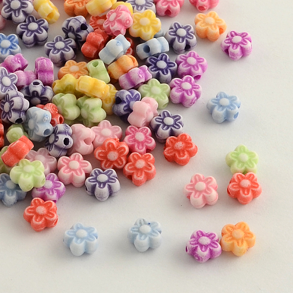 

PandaHall Craft Style Colorful Acrylic Beads, Flower, Mixed Color, 7x4mm, Hole: 1.5mm Acrylic Flower Multicolor