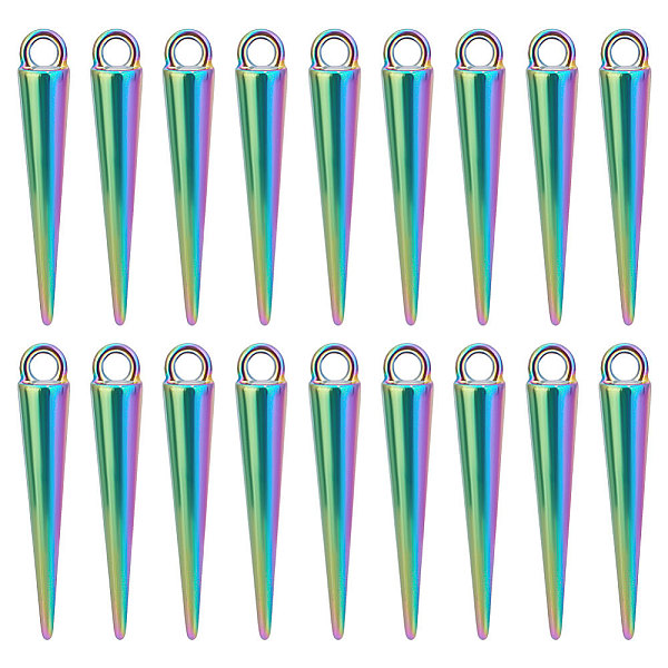 UNICRAFTALE 24pcs Rainbow Cone Charm 25mm Hypoallergenic Alloy Punk Style Charm Spike Pendants Dangle Earring Charm For DIY Jewelry Making