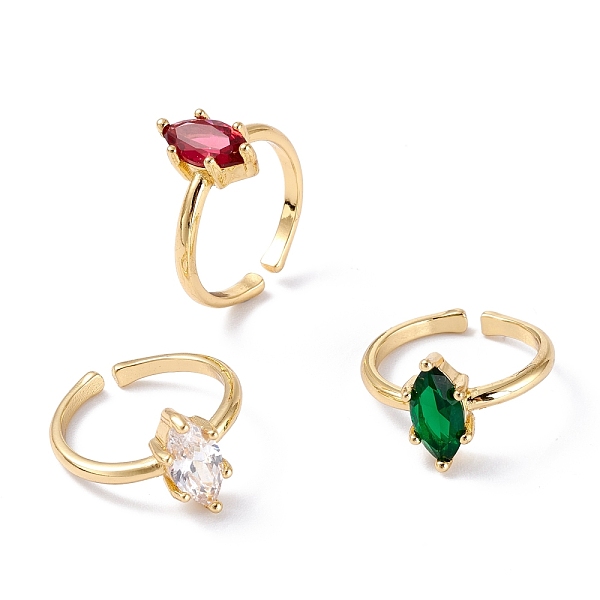 

PandaHall Brass Micro Pave Cubic Zirconia Cuff Rings, Open Rings, Long-Lasting Plated, Real 18K Gold Plated, Horse Eye, Mixed Color, 2mm..., Multicolor