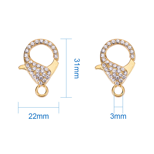 

PandaHall Alloy Rhinestone Lobster Claw Clasps, Mixed Color, 31x22x7mm, Hole: 3mm Alloy+Rhinestone Others