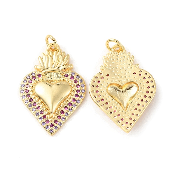 

PandaHall Rack Plating Brass Micro Pave Cubic Zirconia Pendants, Cadmium Free & Lead Free, Long-Lasting Plated, with Jump Ring, Sacred Heart..., Clear