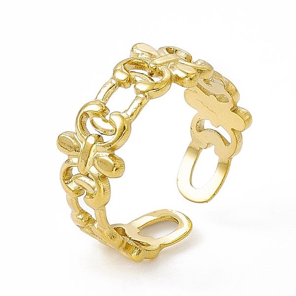 

PandaHall Ion Plating(IP) 304 Stainless Steel Cuff Ring for Women, Hollow Out Fleur De Lis Wide Band Open Rings, Real 14K Gold Plated, 8mm...