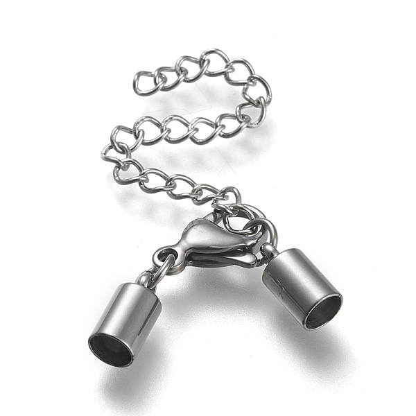 

PandaHall 304 Stainless Steel Chain Extender, with Cord Ends, Curb Chains and Lobster Claw Clasps, Stainless Steel Color, 35mm long, Cord...