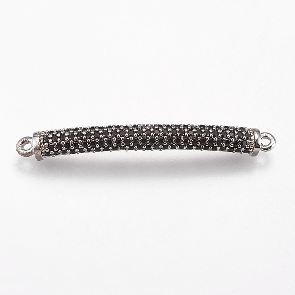 

PandaHall Brass Micro Pave Cubic Zirconia Links, Rectangle Bar, Black, Platinum, 36x4x2.5mm, Hole: 1mm Brass+Cubic Zirconia Rectangle Black