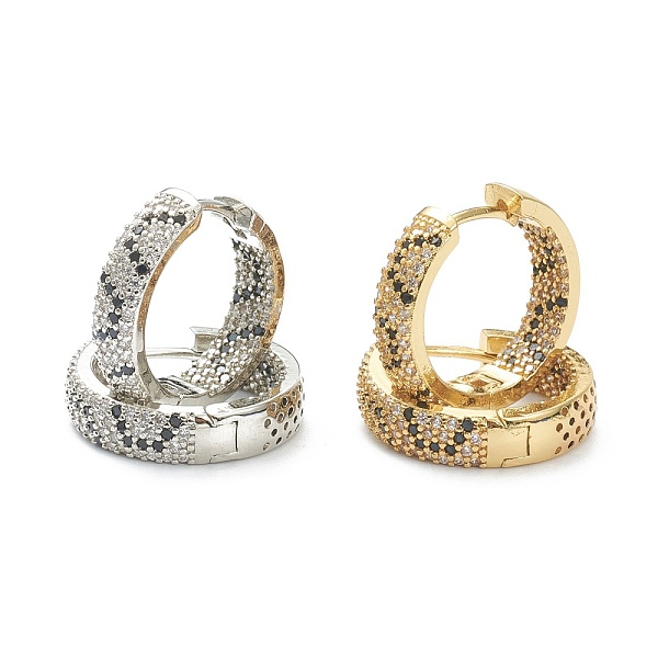 

PandaHall Brass Micro Pave Cubic Zirconia Huggie Hoop Earrings, Ring, Black, Mixed Color, 20x20.5x5mm, Pin: 1mm Brass Ring Black