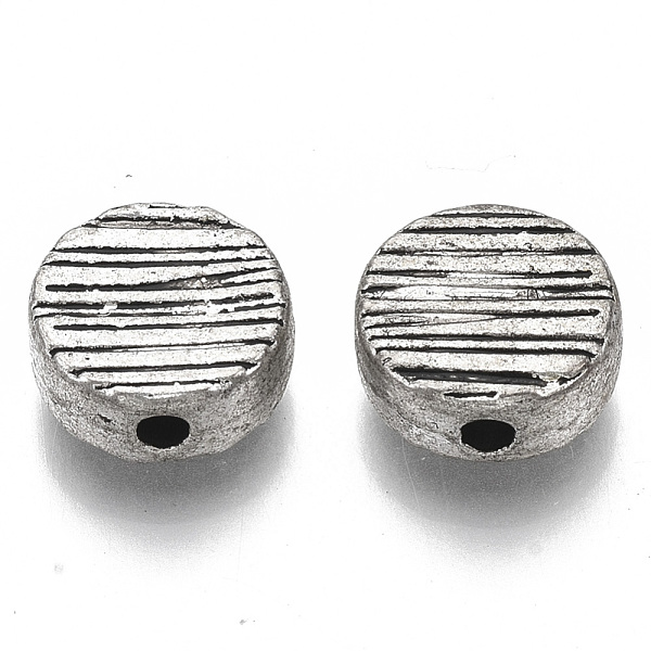 

PandaHall Tibetan Style Alloy Beads, Cadmium Free & Lead Free, Flat Round, Textured, Antique Silver, 11x4mm, Hole: 2mm, about 490pcs/1000g...