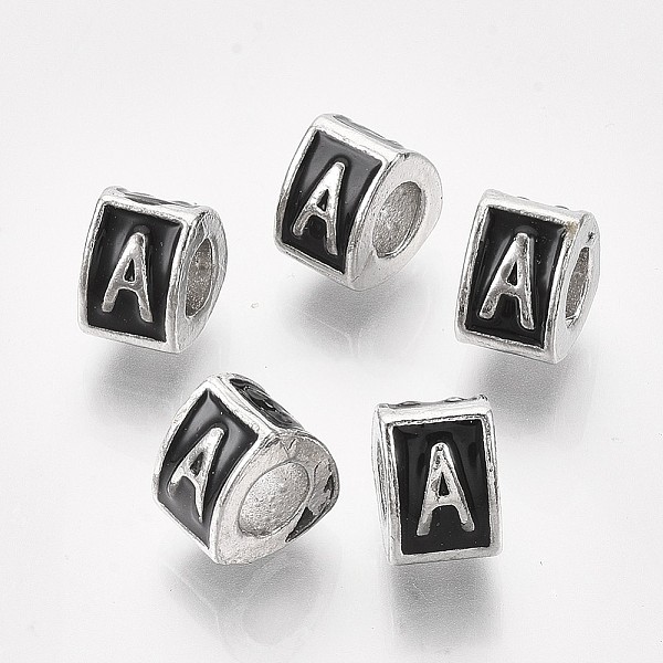 

PandaHall Alloy European Beads, Enamel Style, Large Hole Beads, Triangle with Letter, Platinum, Black, Letter.A, 9.5x9x6.5mm, Hole: 5mm...