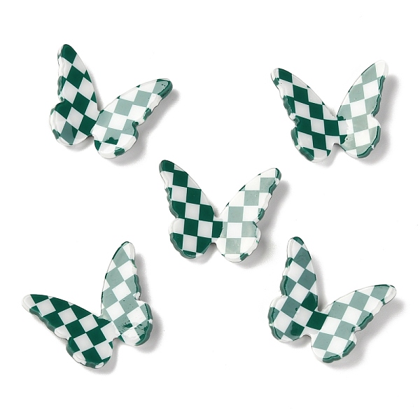 

PandaHall Opaque Resin Cabochons, Two Tone, for DIY Earring Accessories, Butterfly with Chessboard Pattern, Sea Green...