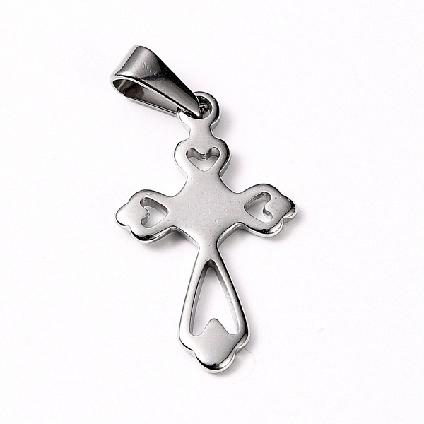 

PandaHall 304 Stainless Steel Pendants, Cross, Stainless Steel Color, 28x16x1.5mm, Hole: 8x3mm 304 Stainless Steel Cross