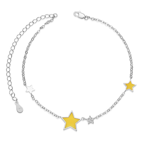 

PandaHall SHEGRACE 925 Sterling Silver Link Anklets, with Grade AAA Cubic Zirconia and Epoxy Resin, Star, Yellow, 8-1/4 inch(21cm) Sterling...