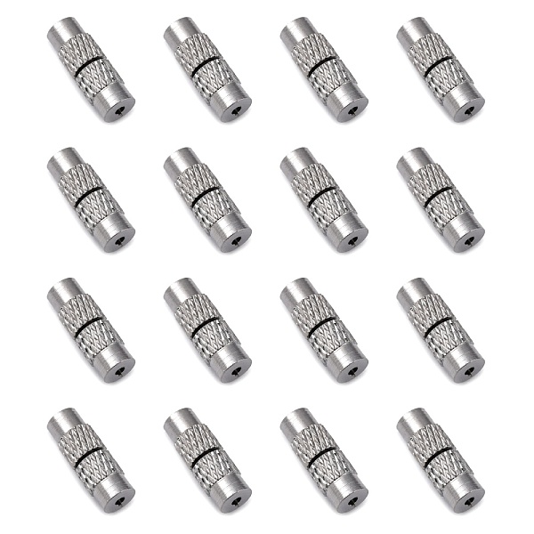 

PandaHall Column Brass Screw Clasps, Platinum, 11~12x4mm, Hole: 1mm Brass