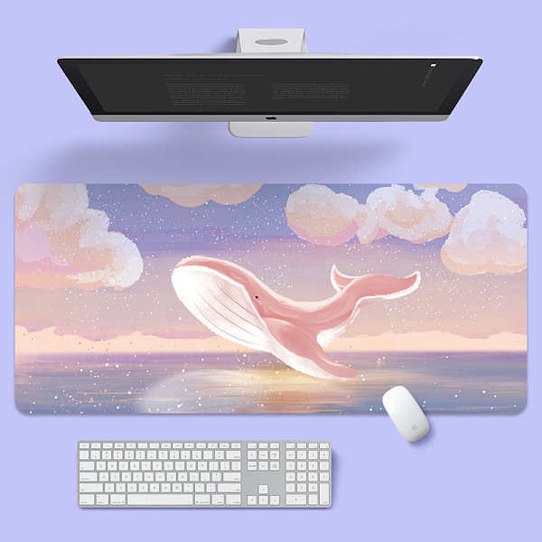 

PandaHall Rubber with Cloth Mouse Pad, Rectangle, Whale, 800x300x3mm Rubber Whale