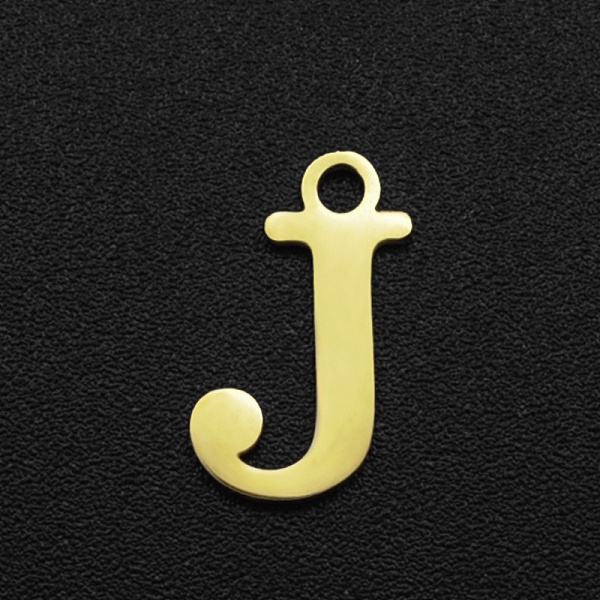 

PandaHall 201 Stainless Steel Charms, Laser Cut, Letter, Golden, Letter.J, 12x7x1mm, Hole: 1.5mm 201 Stainless Steel Letter J