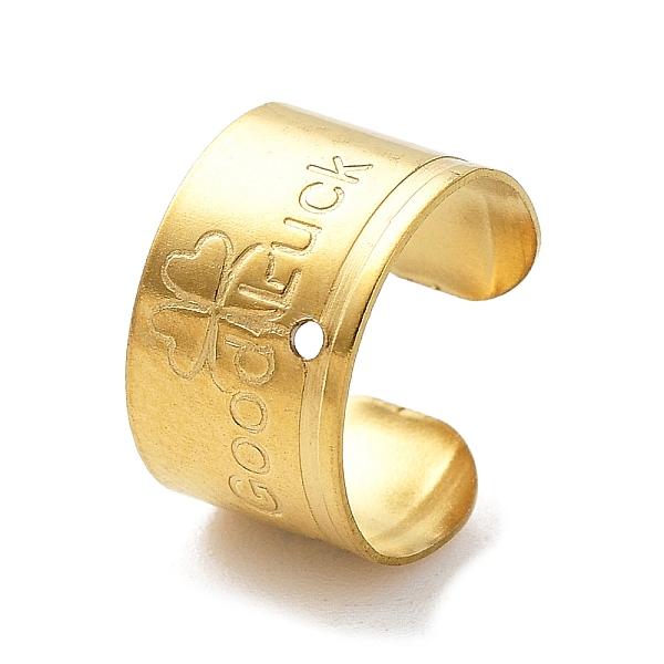 

PandaHall 304 Stainless Steel Ear Cuff Findings, with Hole, Clover, Golden, 11x7x10.5mm, Hole: 0.9mm 304 Stainless Steel