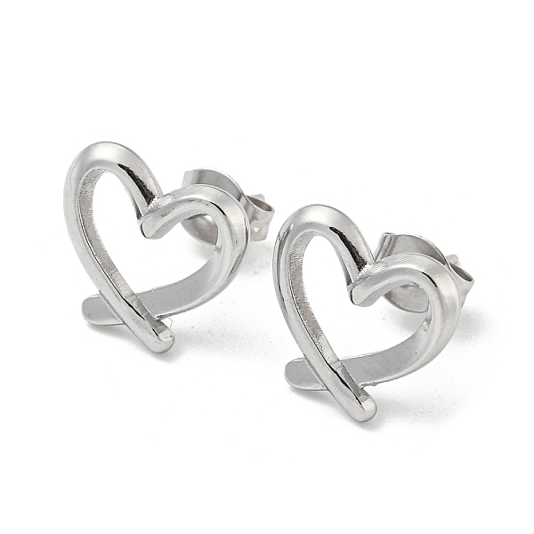 

PandaHall 304 Stainless Steel Stud Earrings, Hollow Heart Shape, Stainless Steel Color, 11x12mm 304 Stainless Steel Heart